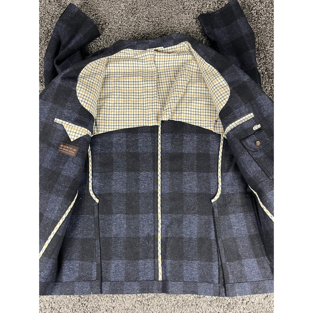 Kroon Nash Navy Buffalo Plaid Wool Blend Blazer Sport Coat 42R W13215LK - Picture 7 of 11